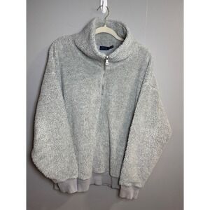 Polo Ralph Lauren Fleece Teddy Bear Half Zip Pullover Sweater Light Grey Size M